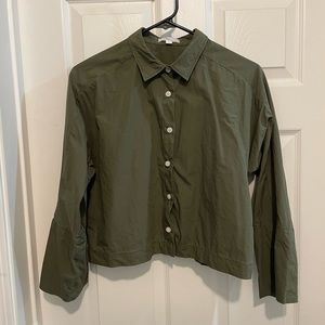 EUC Hunter Green Vetta Crop Button Up Medium